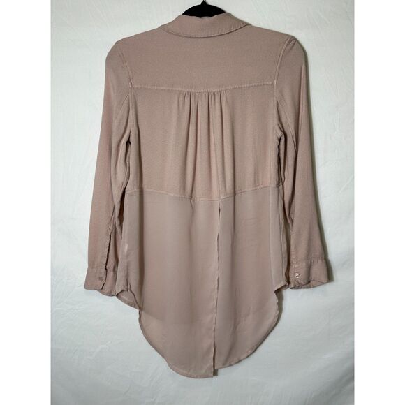 Free Press Women's Button Down Long Sleeve Blouse Mixed Media Oversized Size XXS - Picture 3 of 3